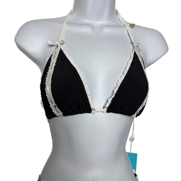 Beach Bunny Maddie Bikini Set Top: Medium & Tie Side Bottom: Small Black NWT - Picture 3 of 9